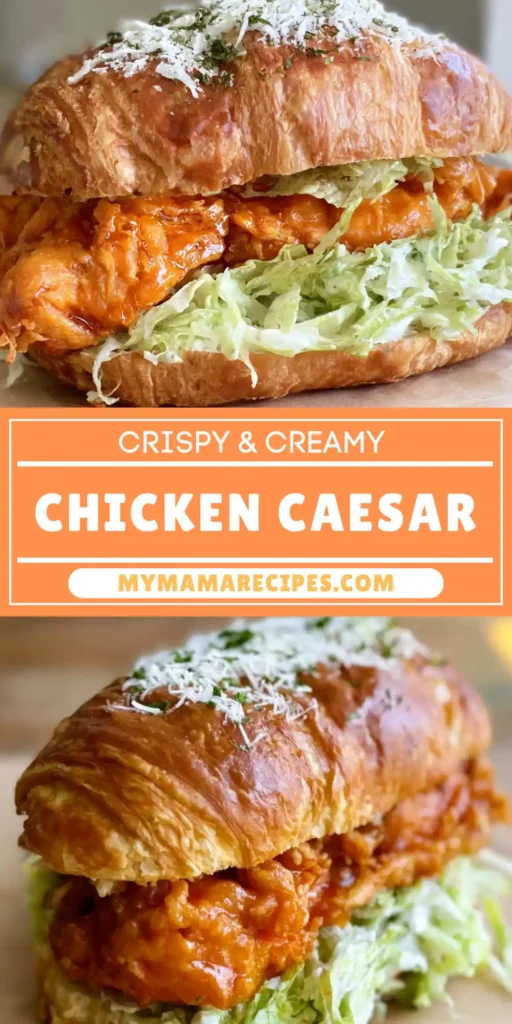 Chicken Caesar Croissant Sandwich with Crispy Hot Honey Chicken 4 Chicken Caesar Croissant Sandwich recipe with crispy hot honey chicken
