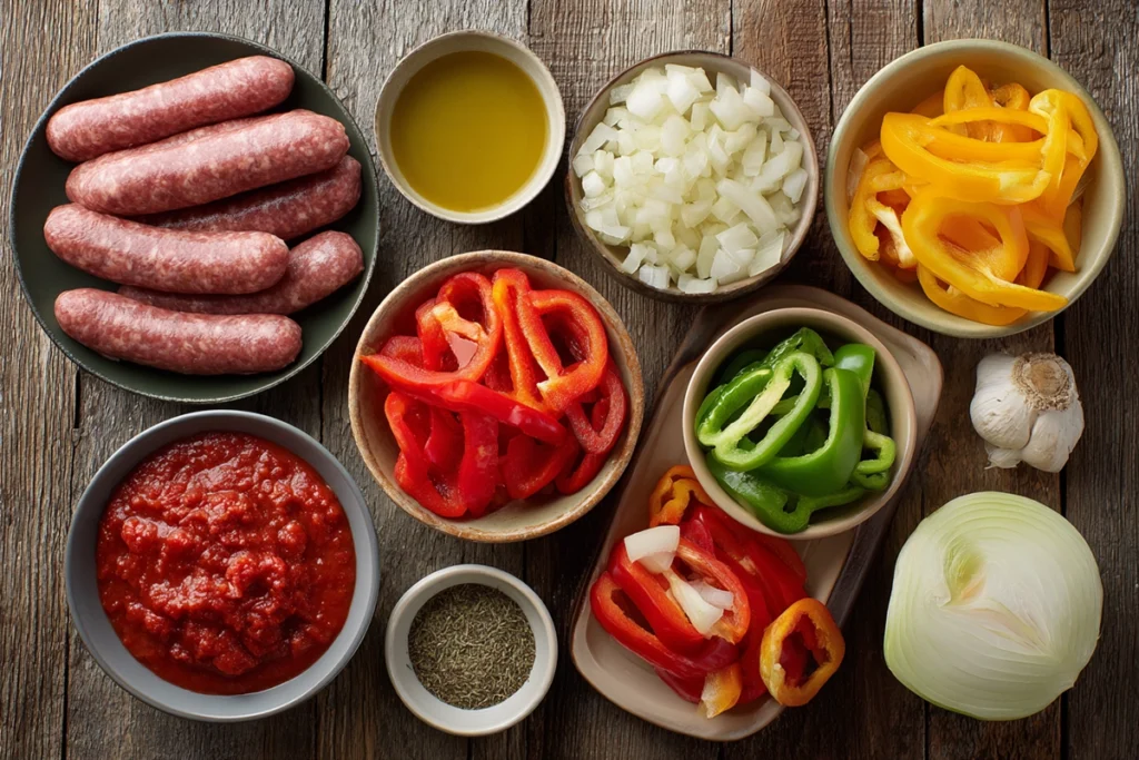 Crock Pot Sausage and Peppers Ingredients