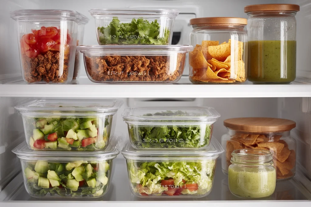 Dorito Taco Salad Make-Ahead and Storage Setup