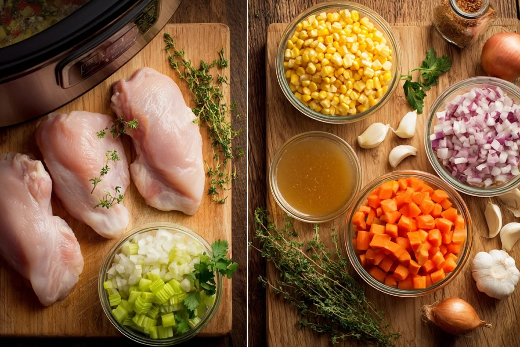 Easy Slow Cooker Chicken and Corn Soup Ingredients
