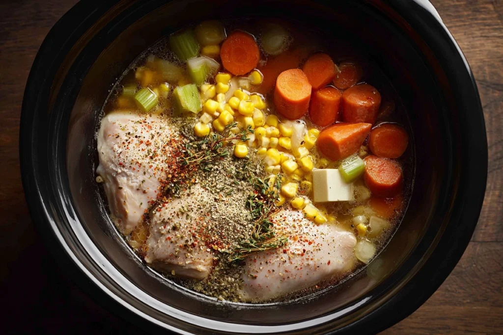 Easy Slow Cooker Chicken And Corn Soup Step-by-Step Cooking