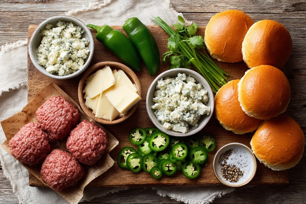 Jalapeno Burgers With Gorgonzola ingredients