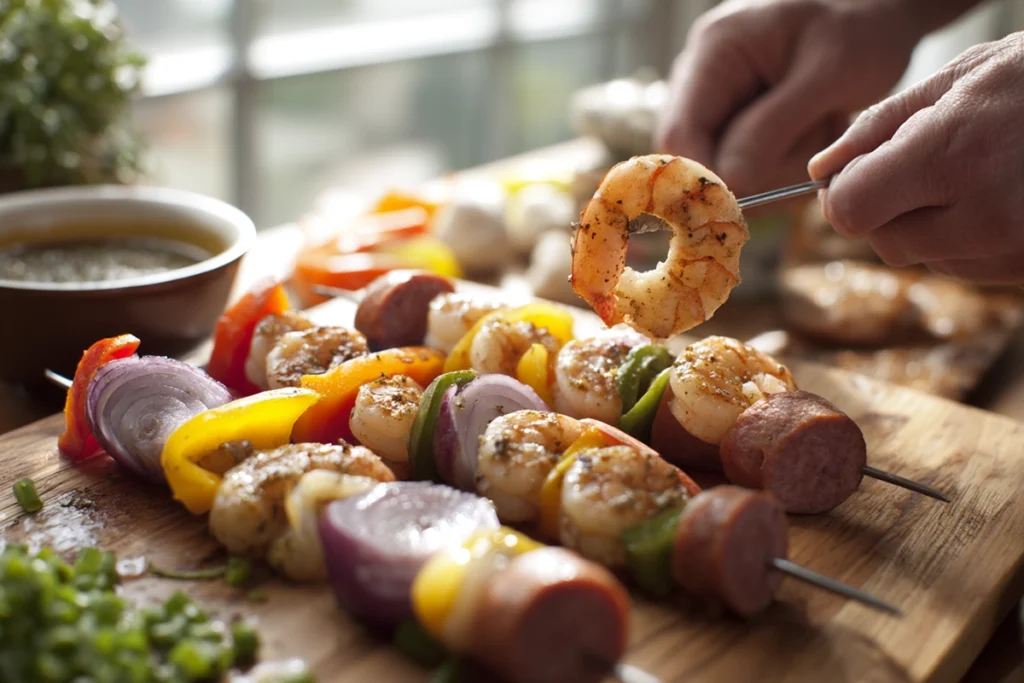 Sausage Grilled Shrimp Kabobs Skewering Tips for Perfect Grilling