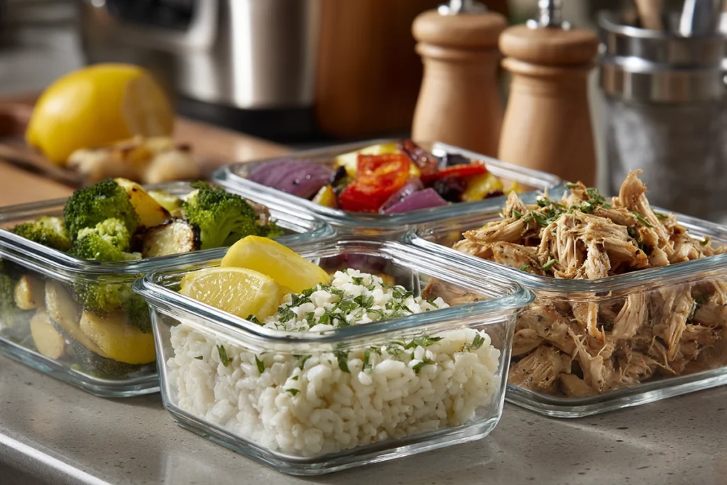 Slow Cooker Greek Chicken Meal Prep Bowls