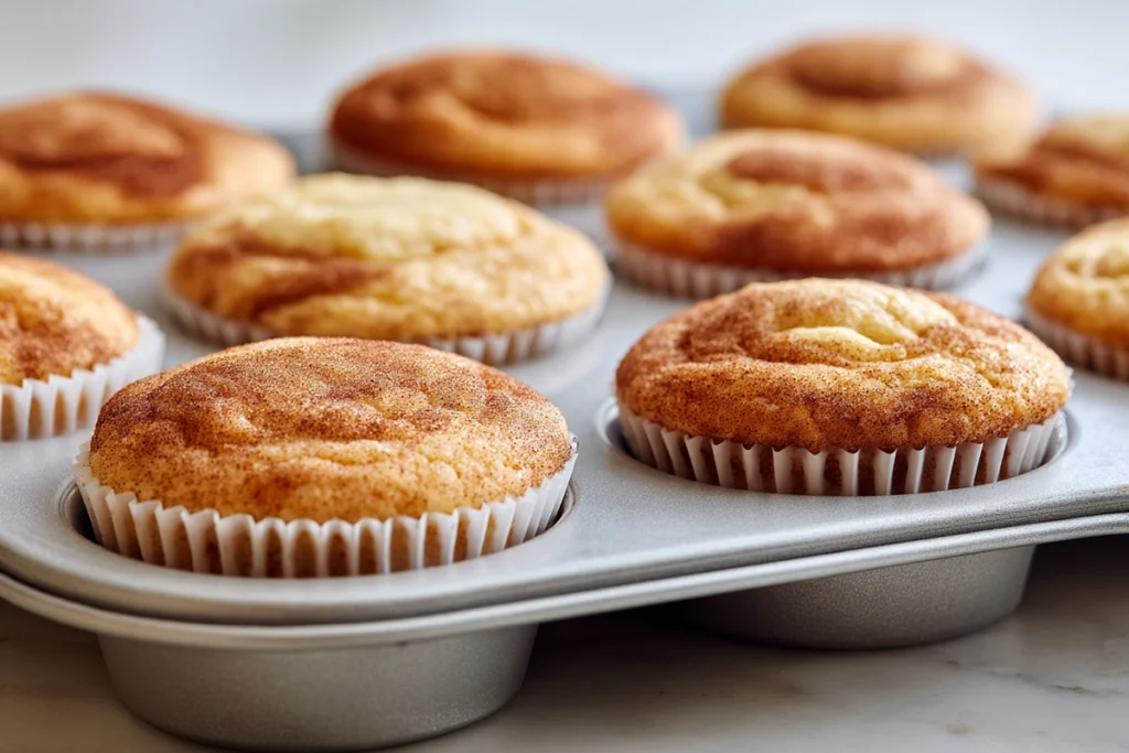 Maple Pecan Cinnamon Roll Cupcakes Cupcakes That Taste Like a Cozy Weekend Morning 9 Freshly baked Maple Pecan Cinnamon Roll Cupcakes cooling before frosting