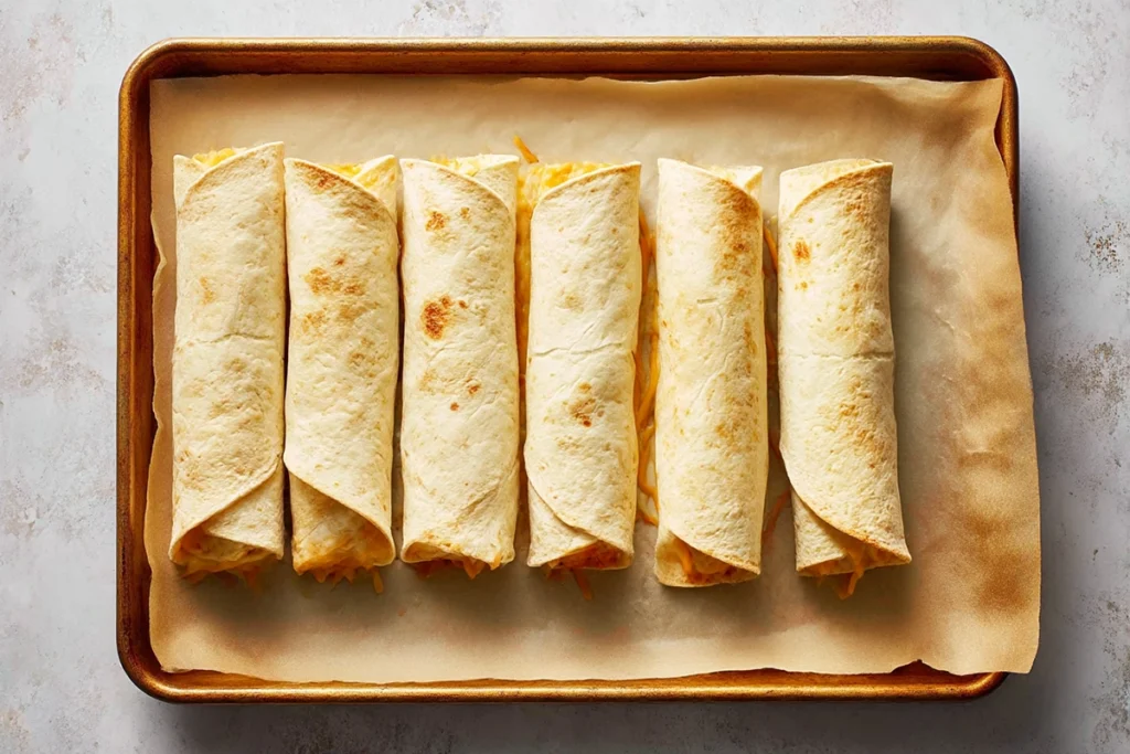 Easy Sausage Egg & Cheese Roll-Ups baking until golden