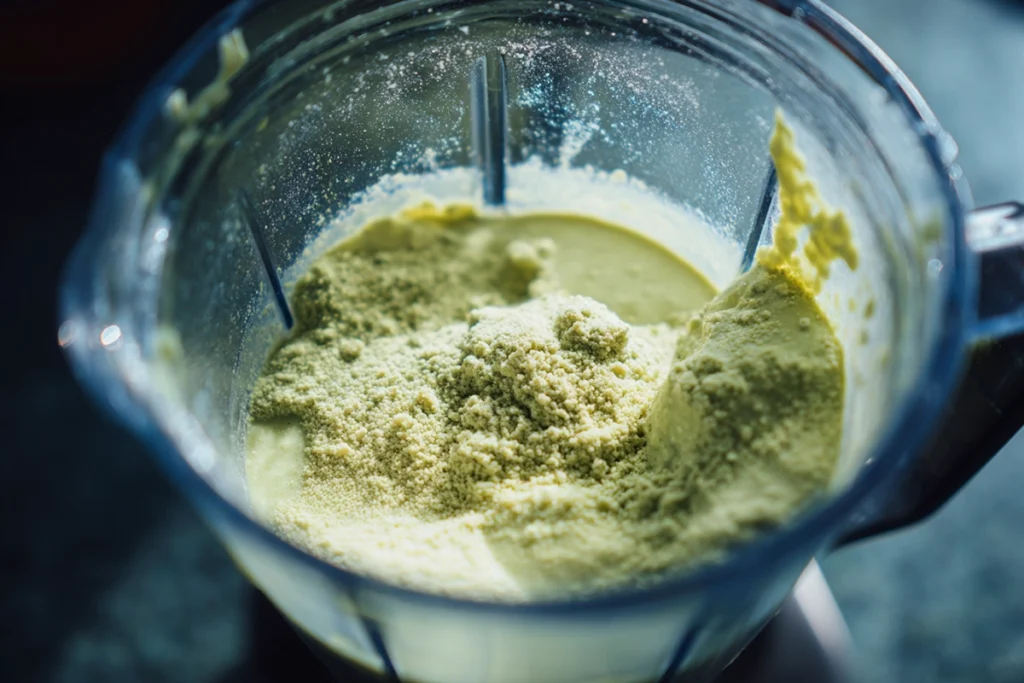 Blending the base for High Protein Pistachio Ice Cream