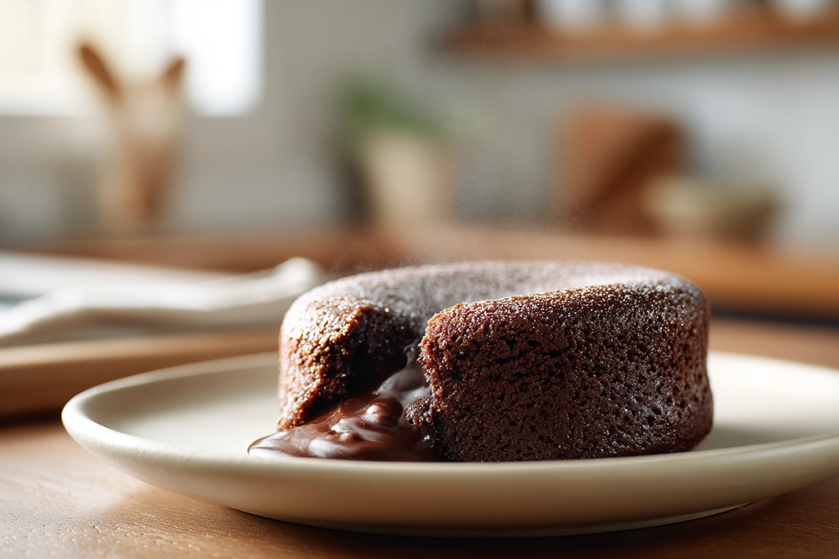 Chocolate Pudding Cake served warm on a modern ceramic plate