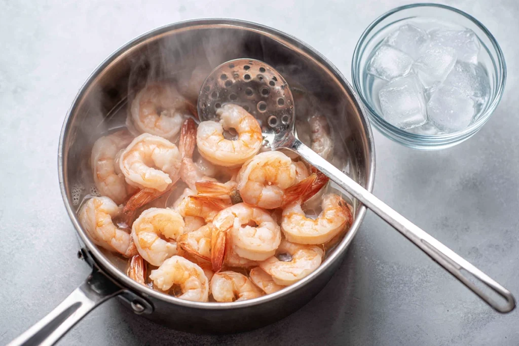 shrimp gently cooking for creamy shrimp dip without overcooking
