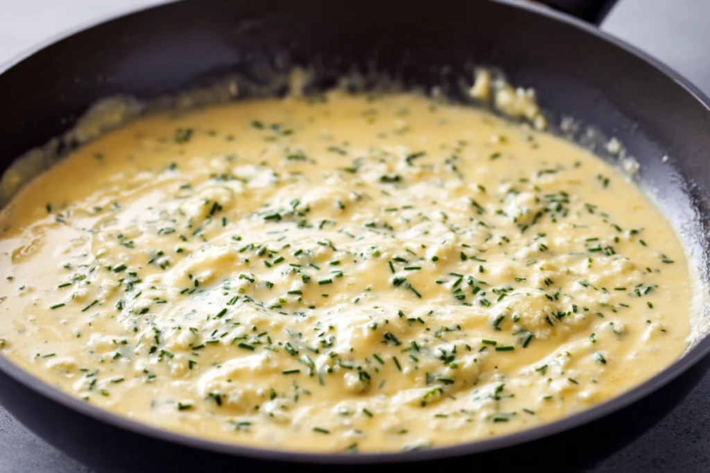 cream cheese sauce melting smoothly for baked cream cheese chicken
