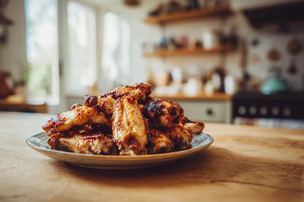 Crispy griddle wings recipe served hot and ready to eat at home