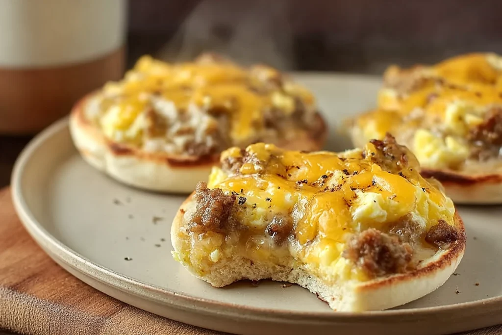 english muffin breakfast pizza ready to eat
