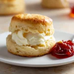 Fluffy buttermilk scones served warm on a modern ceramic plate