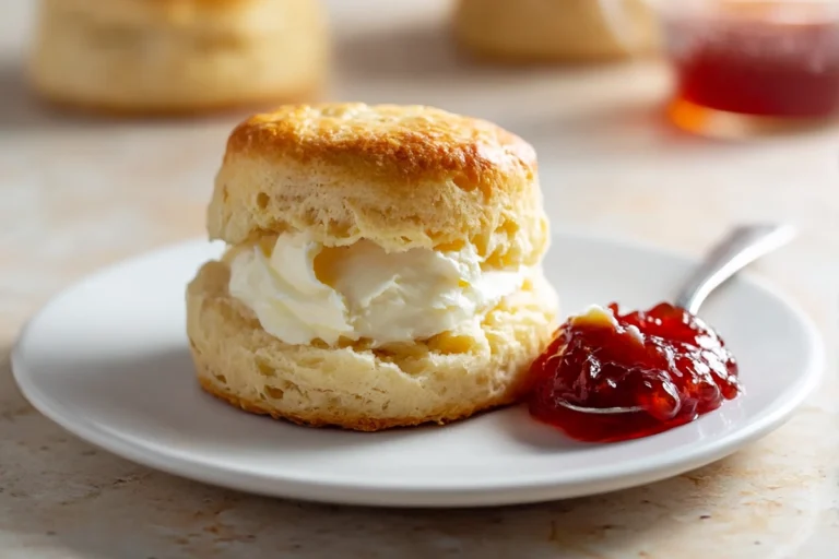 Fluffy buttermilk scones served warm on a modern ceramic plate