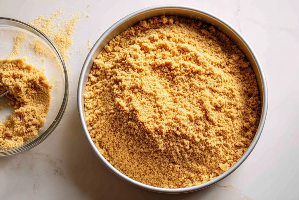 Preparing the crust for Luscious Lemon Lime Cherry Pistachio Cheesecake