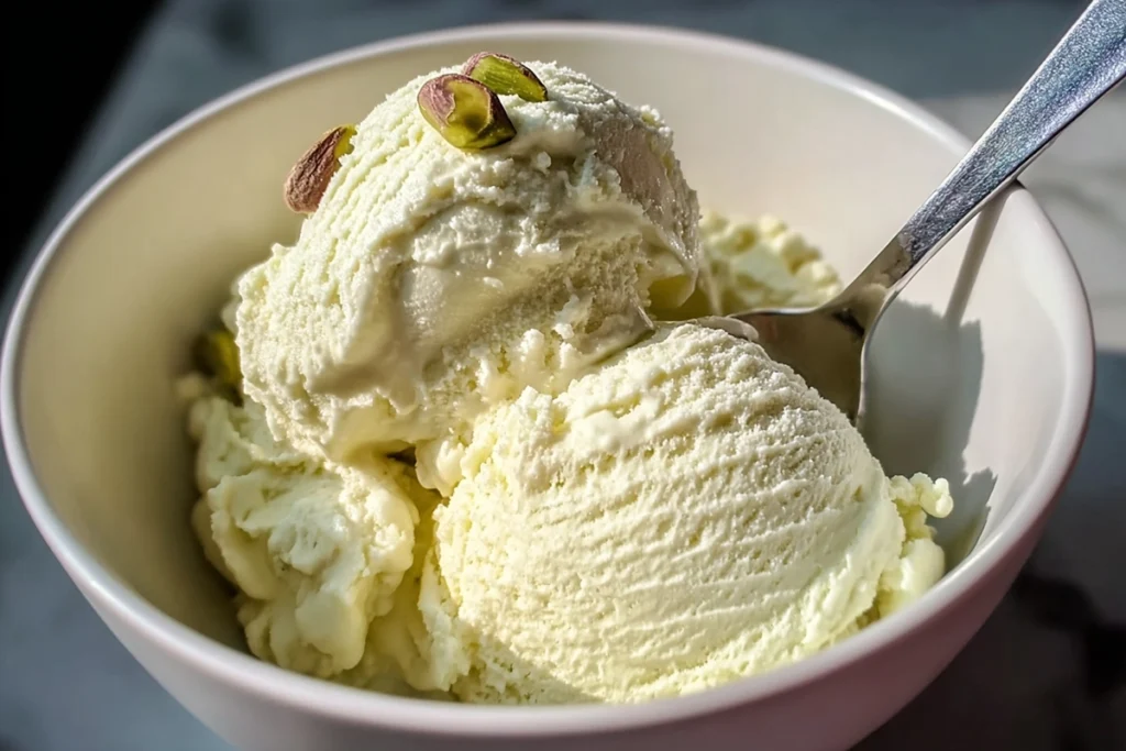 High Protein Pistachio Ice Cream ready to eat at home