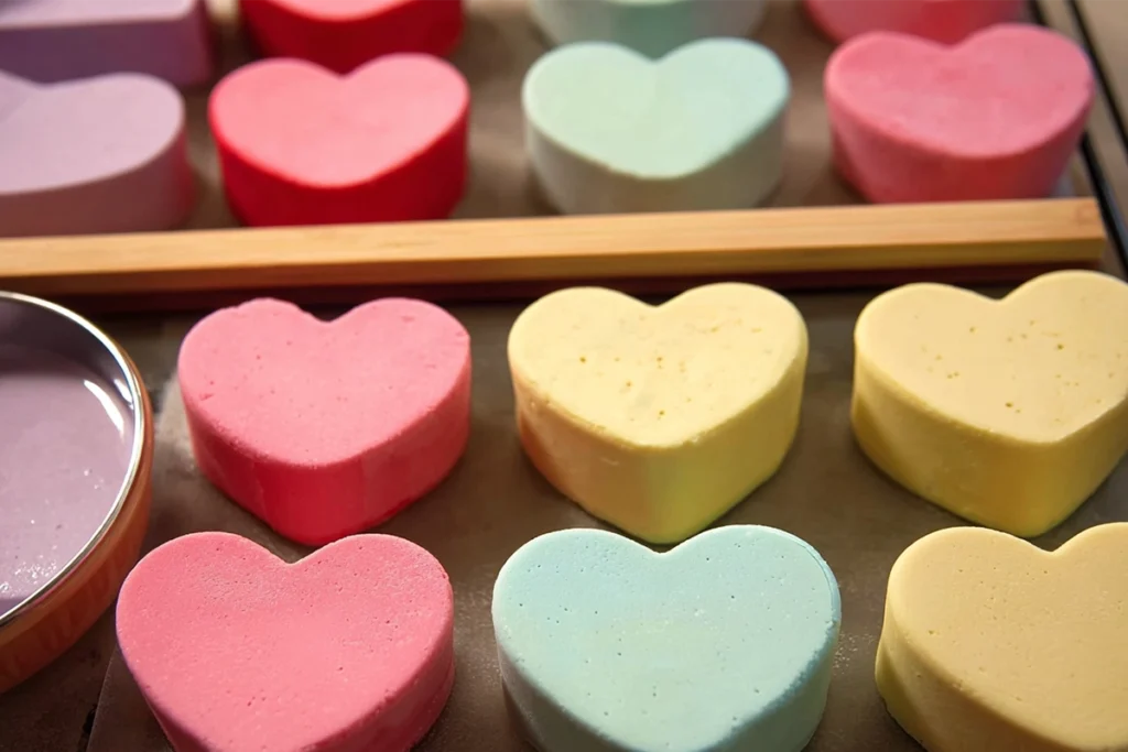 Mini Cheesecake Hearts cooling after baking in a water bath