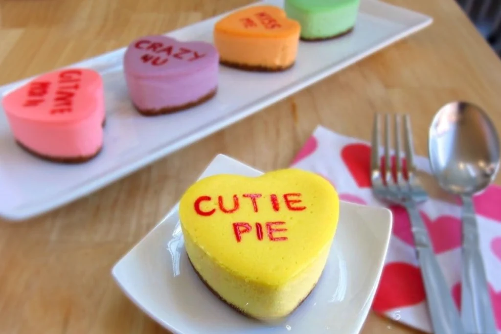 Mini Cheesecake Hearts showing creamy texture just before serving