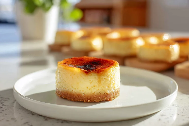 Mini Crème Brûlée Cheesecakes with caramelized sugar topping