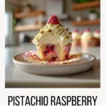 Pistachio Raspberry Cheesecake Cupcakes baked in a cozy home kitchen
