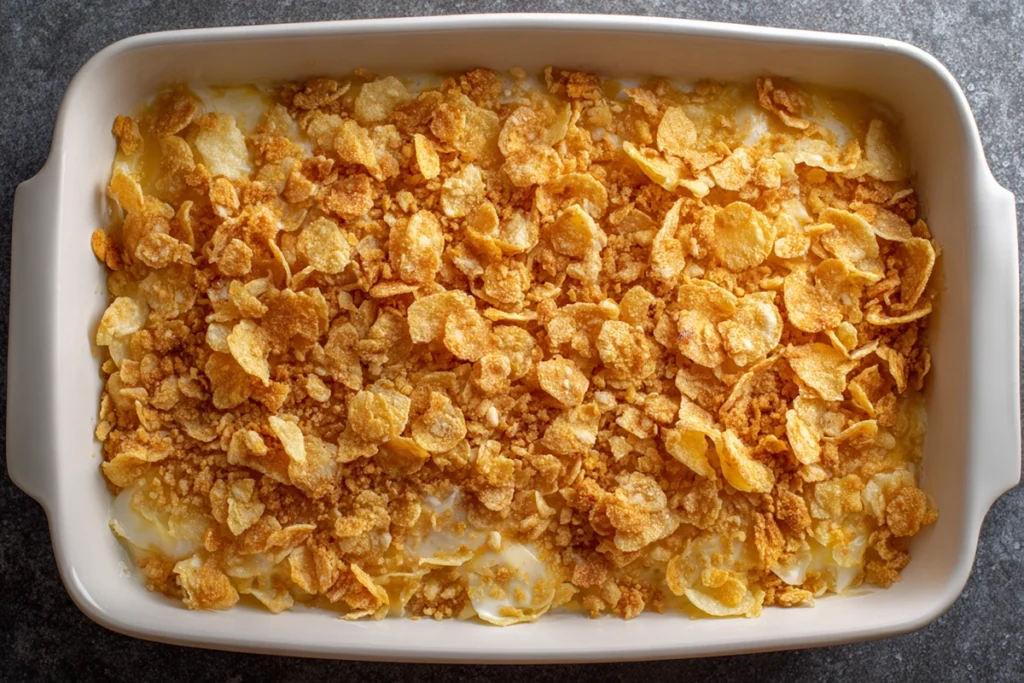 Potato Chip Chicken Recipe That Feels Like Home 9 Potato Chip Chicken Recipe topped with crushed chips before