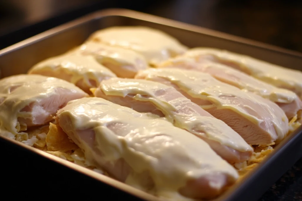 Potato Chip Chicken Recipe That Feels Like Home 8 Potato Chip Chicken Recipe showing chicken coated in sour cream mixture