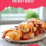 Sausage grilled shrimp kabobs made at home on the grill