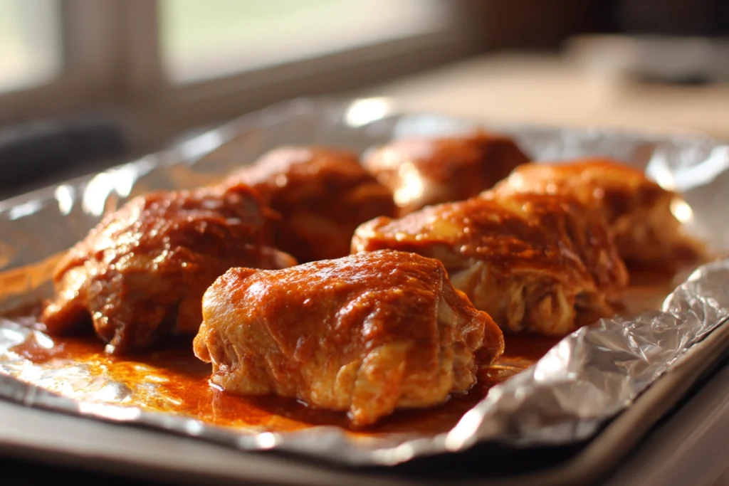 slow cooker bbq chicken thighs before broiling