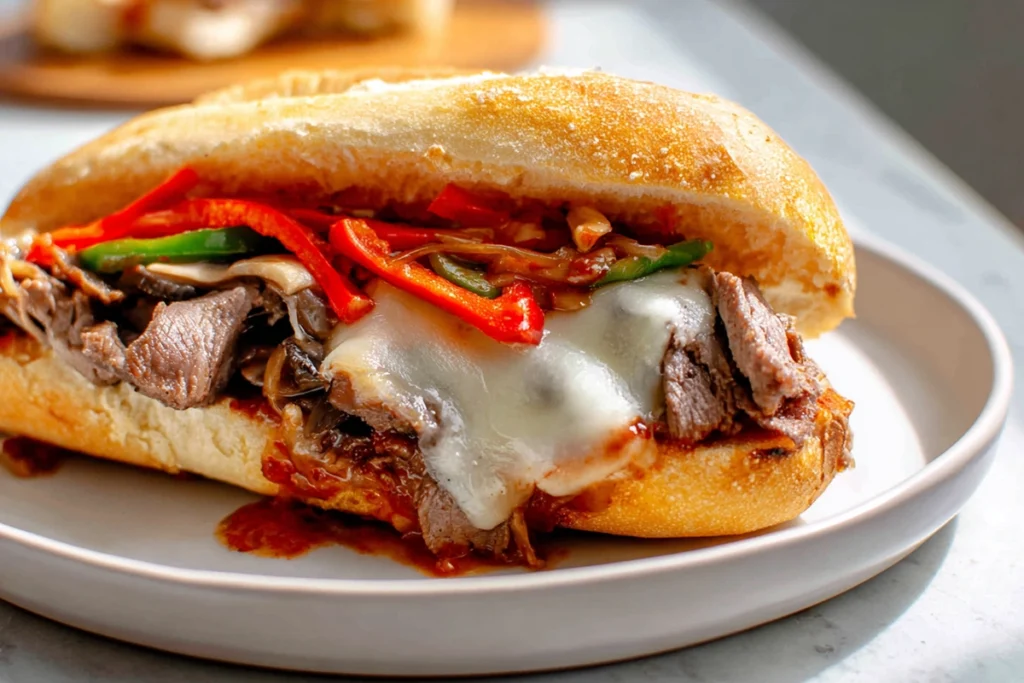 Steak Bomb Sandwich – A Messy, Comfort-Packed New England Classic 10 steak bomb sandwich serving moment