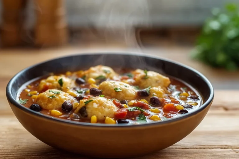Tamale Soup With Tamale Dumplings served warm in a cozy home kitchen