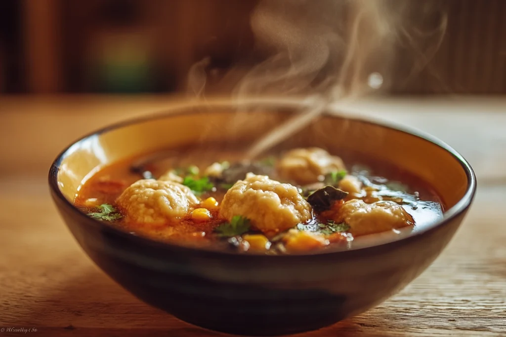 Serving Tamale Soup With Tamale Dumplings fresh and steaming