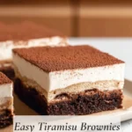 Tiramisu brownies with coffee flavor and creamy mascarpone topping