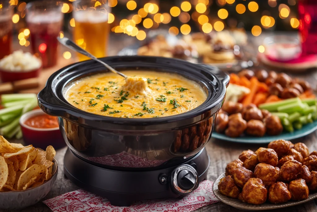 Cheese Dip For Pretzels Game Day Serving Setup