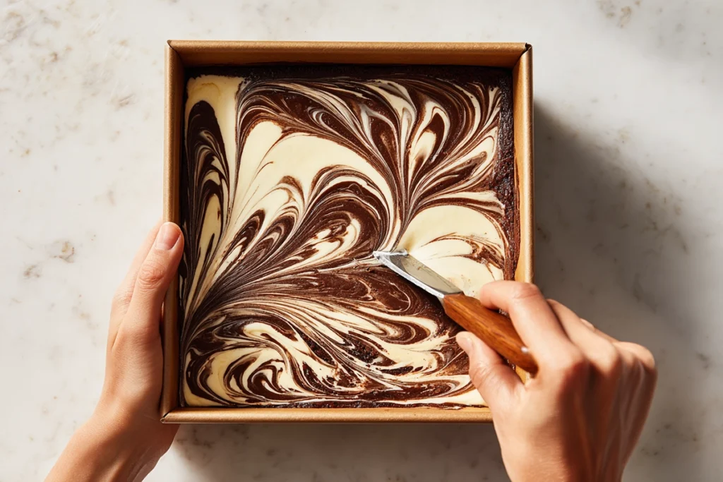 Cheesecake BrowniesSwirling Technique