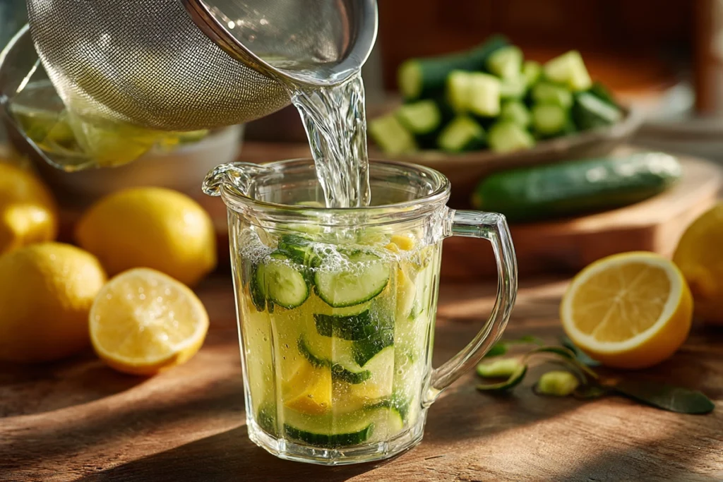 Cucumber Lemonade Sweetened with Honey - Whole-Fed Homestea Step-by-Step Preparation