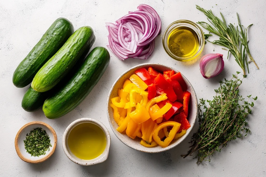 Cucumber and Sweet Pepper Salad Ingredients