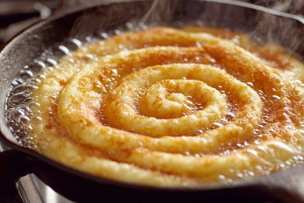 Funnel Cake Funnel Cake Frying in Oil