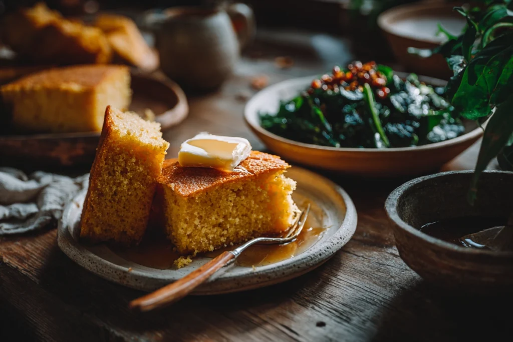 Grandmother’s Buttermilk Cornbread Sliced and Served