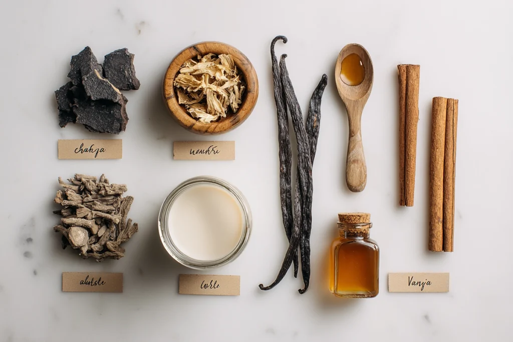 Iced Dandelion Chaga Latte Ingredients