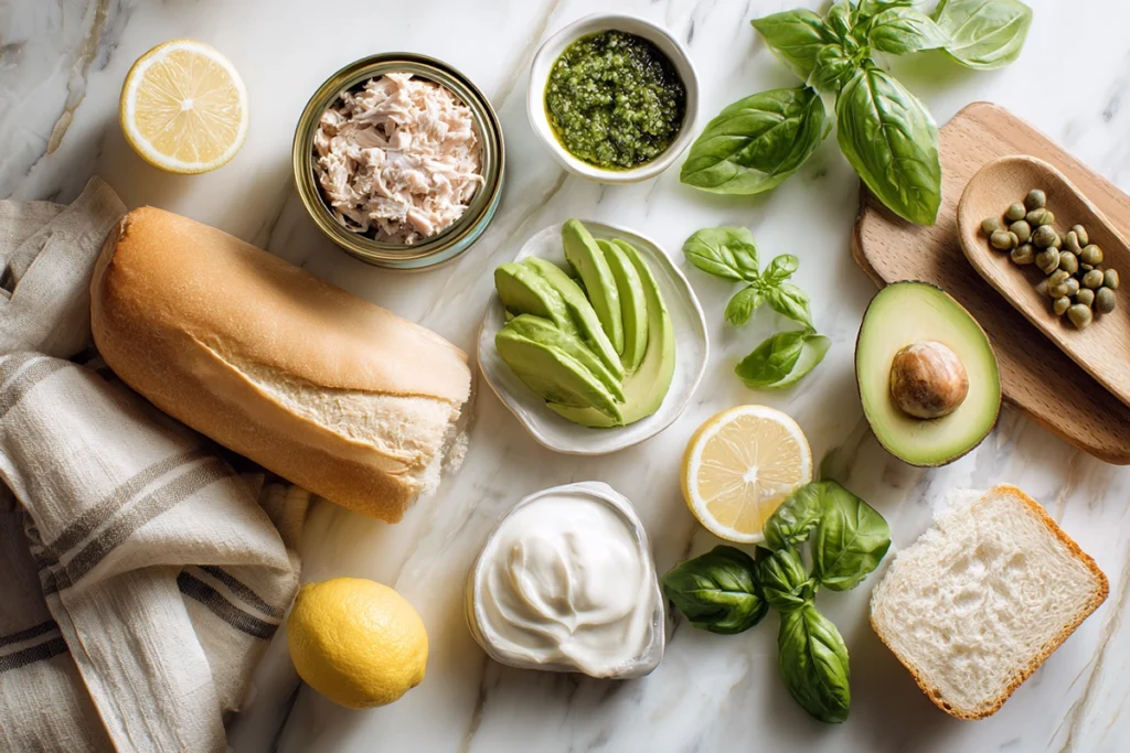 Joe The Juice Tuna Sandwich Copycat Recipe Ingredients Flat Lay