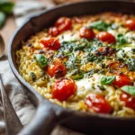 One Pan Caprese Pesto Orzo Bake Recipe