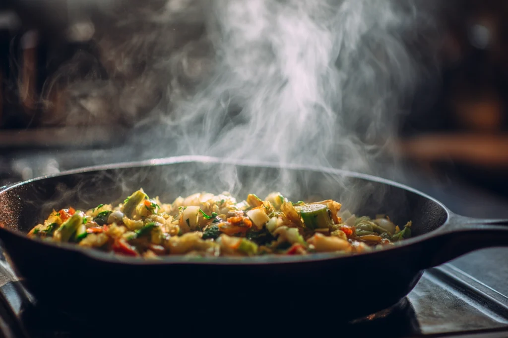 Parmesan Zucchini and Corn Cooking in the Skillet