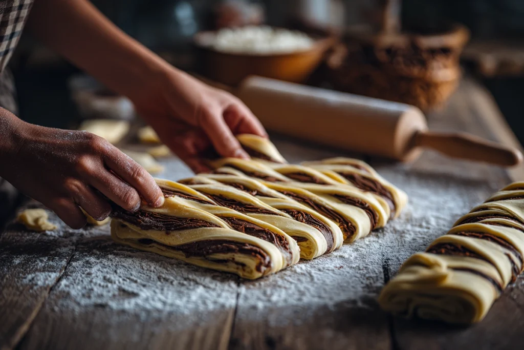 Puff Pastry Nutella Twists Process – Twisting the Pastry