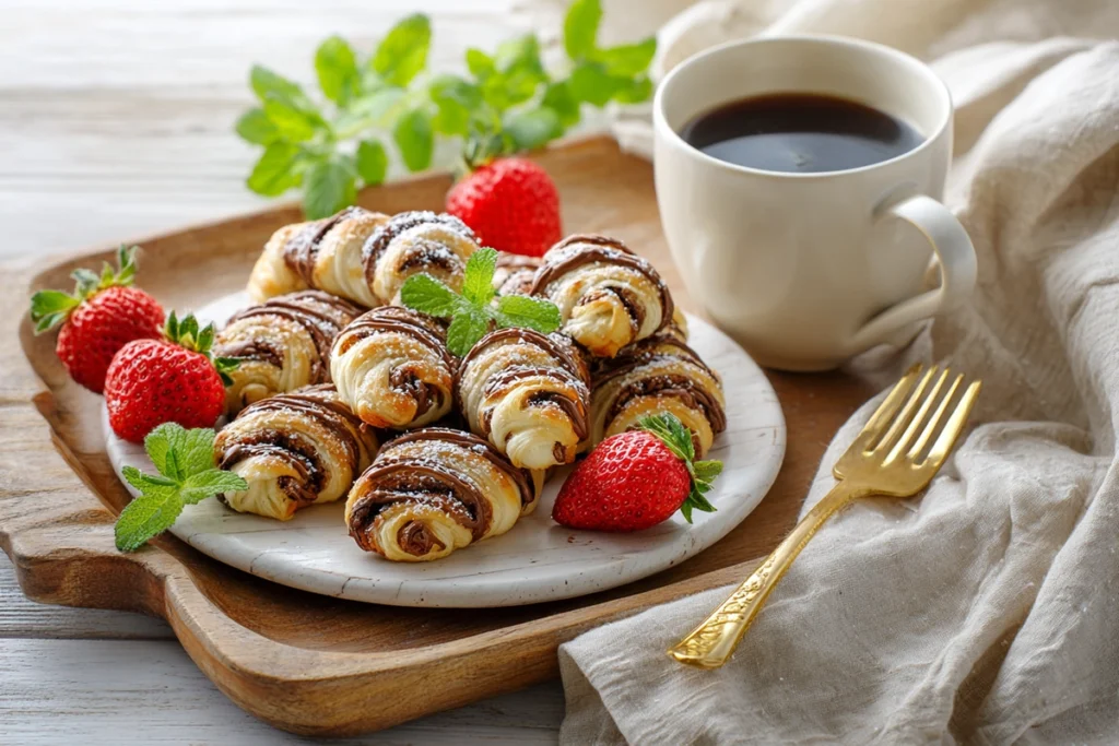 Puff Pastry Nutella Twists Serving Suggestion – On a Dessert Platter