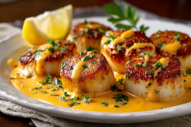 Seared Scallops with Spicy Cajun Cream Sauce