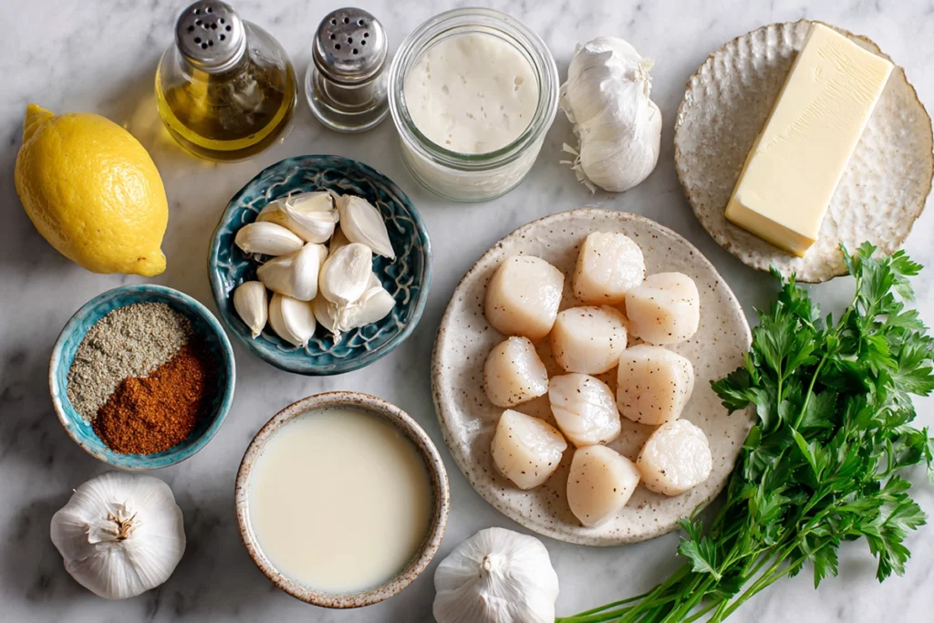 Seared Scallops with Spicy Cajun Cream Sauce Ingredients