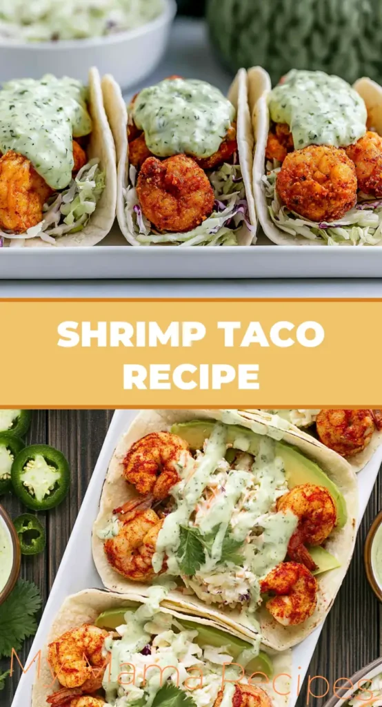 Shrimp Taco Recipe with Creamy Cilantro Lime Slaw 9 Shrimp taco recipe with seasoned shrimp and creamy cilantro lime slaw