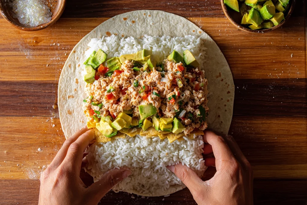 Spicy Tuna Crunchwraps Recipe Assembly