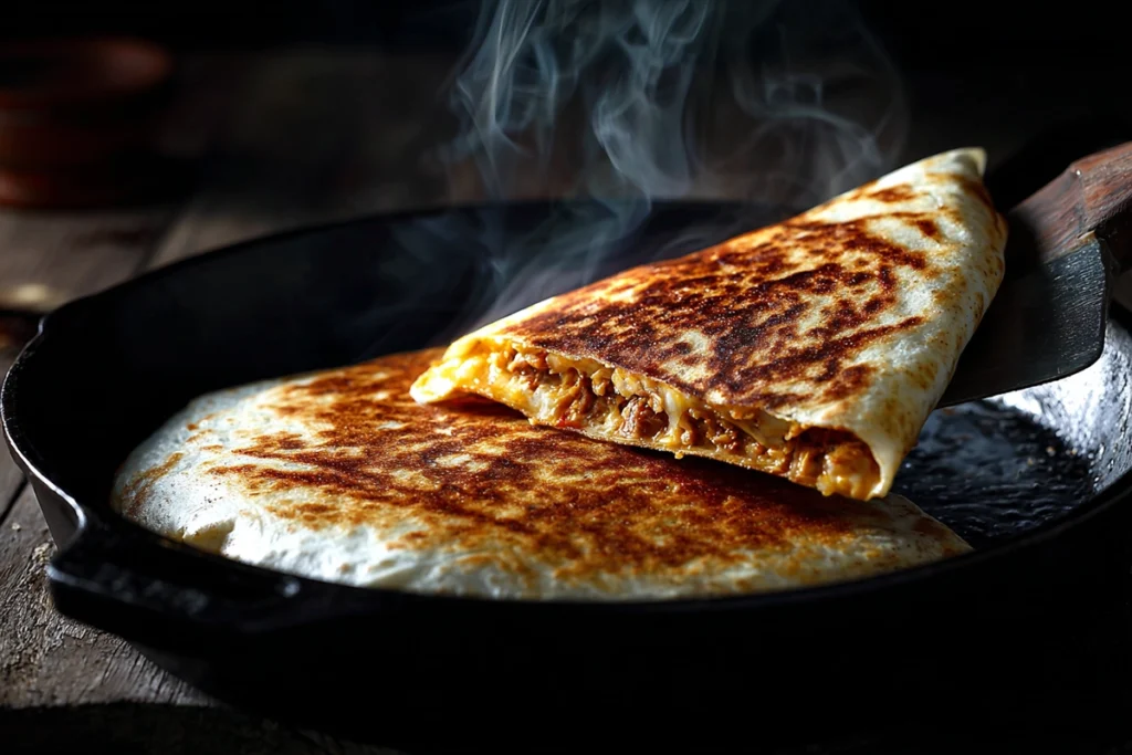 Spicy Tuna Crunchwraps Recipe Toasting in Skillet