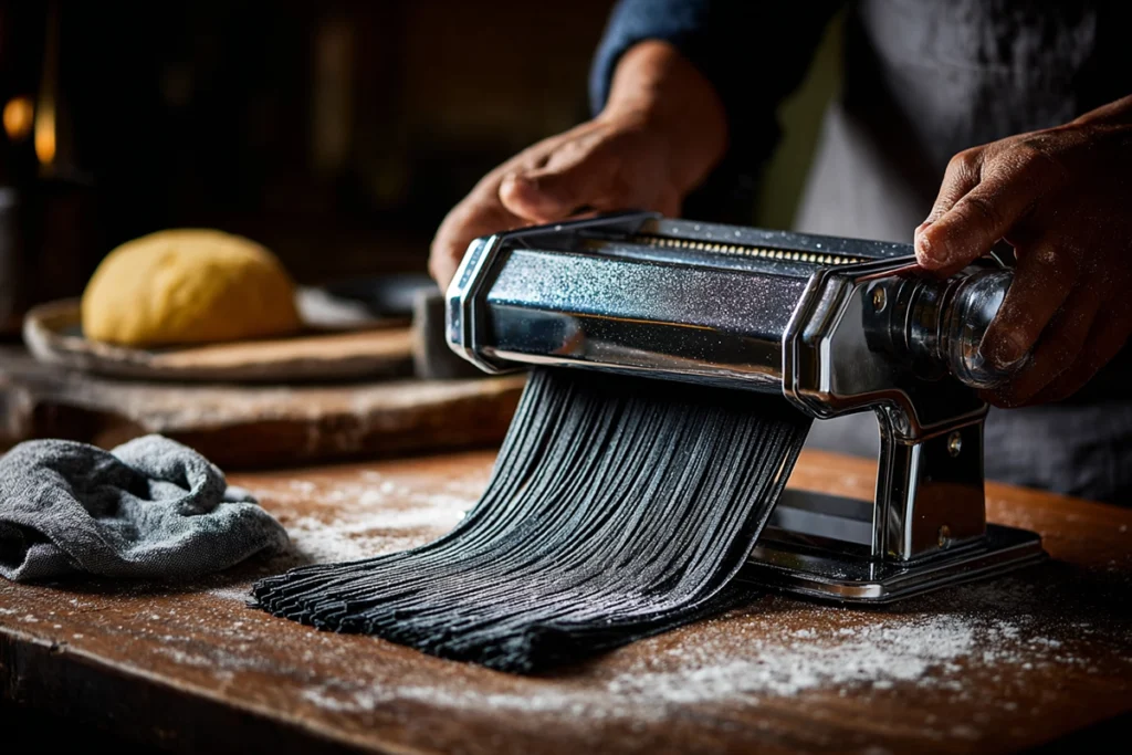 Squid Ink Pasta Homemade Pasta Making Process